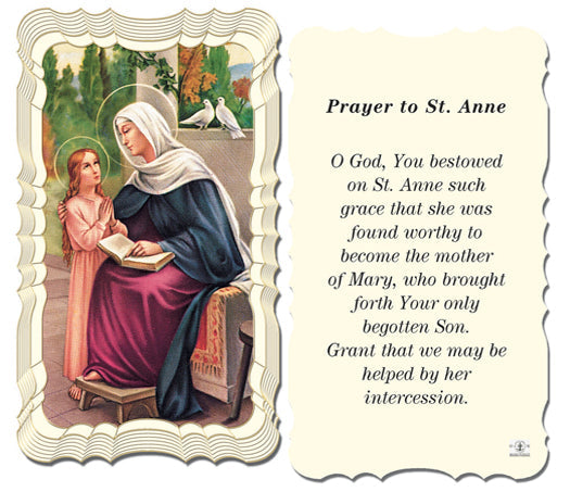 Saint Anne Catholic Prayer Holy Card with Prayer on Back, Pack of 50