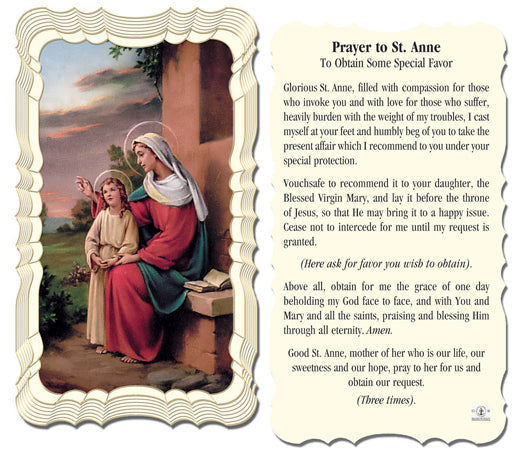 Saint Anne Catholic Prayer Holy Card with Prayer on Back, Pack of 50