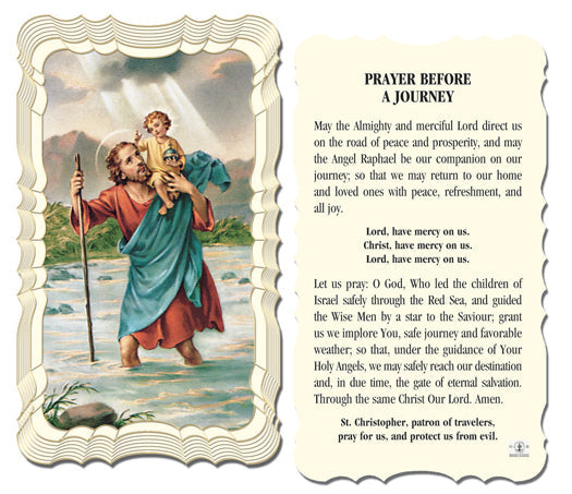 Saint Christopher Catholic Prayer Holy Card with Prayer on Back, Pack of 50