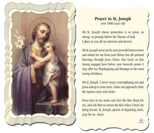 Saint Joseph Catholic Prayer Holy Card with Prayer on Back, Pack of 50