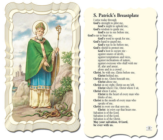 Saint Patrick's Breastplate Catholic Prayer Holy Card with Prayer on Back, Pack of 50