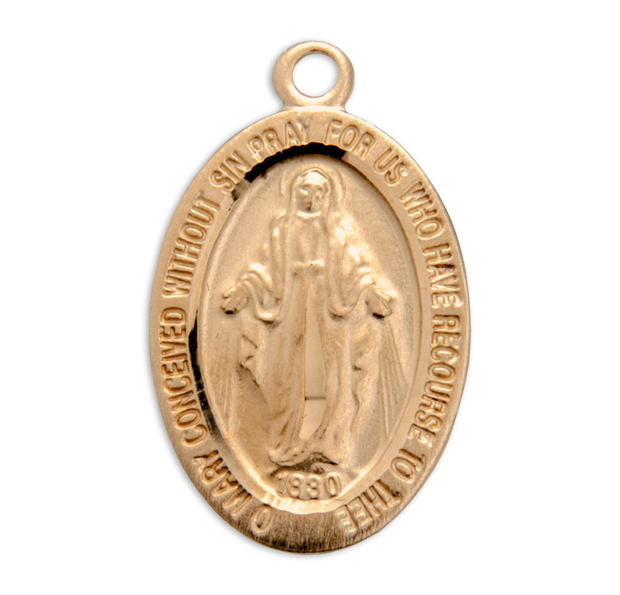 Gold Oval Miraculous Medal Pendant Necklace, Made in USA