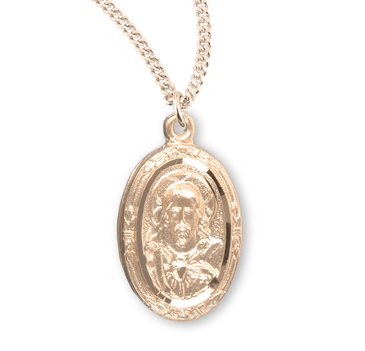 Gold Over Sterling Silver Scapular Medal Pendant Necklace