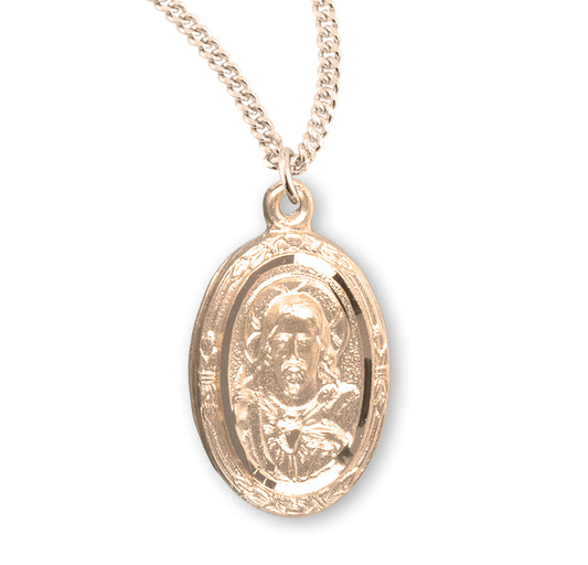 Gold Over Sterling Silver Scapular Medal Pendant Necklace