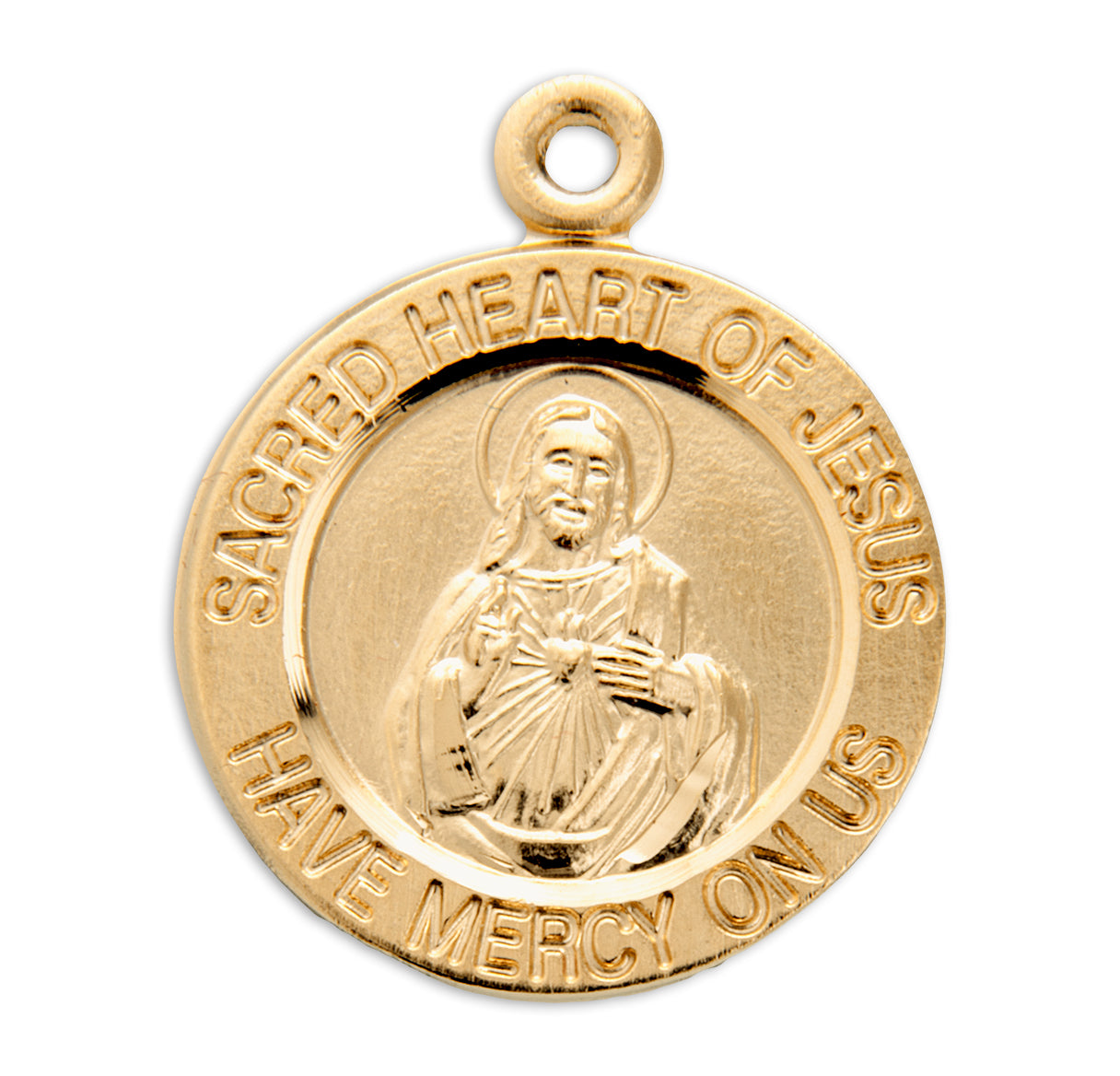 Sacred Heart of Jesus Double Sided Gold Over Silver Necklace