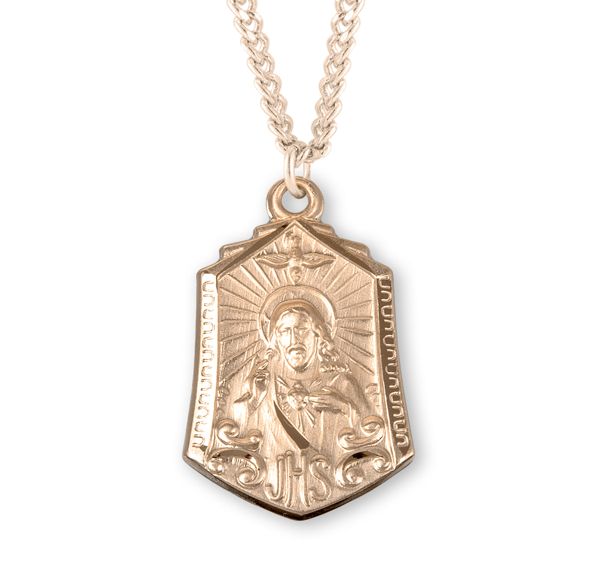 Gold Over Sterling Silver Scapular Medal Pendant Necklace