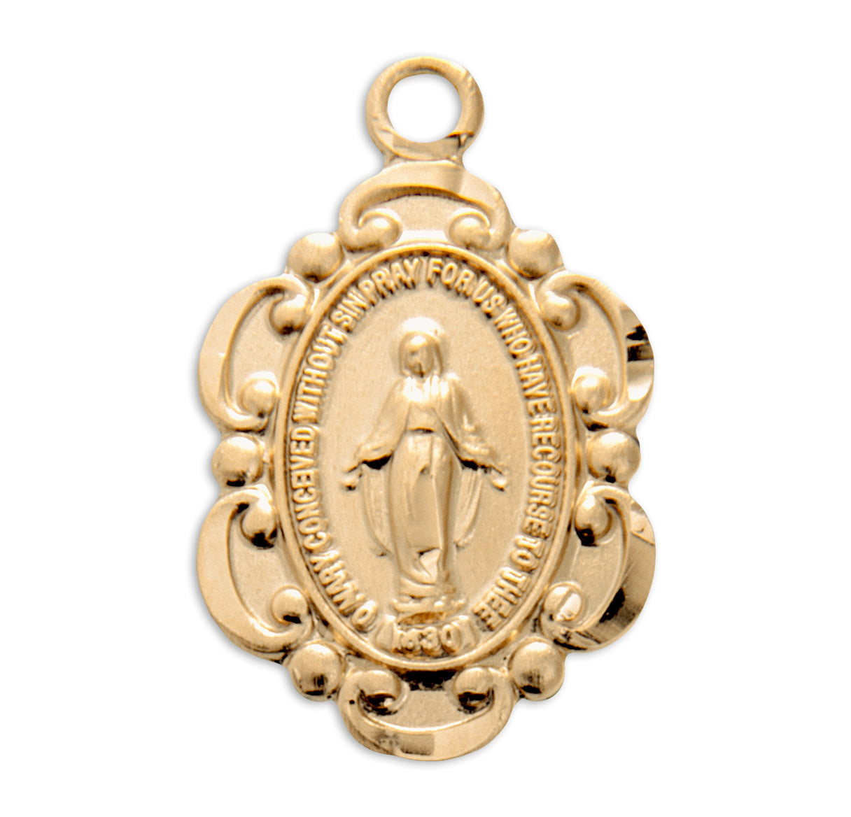 Gold Oval Miraculous Medal Pendant Necklace, Made in USA