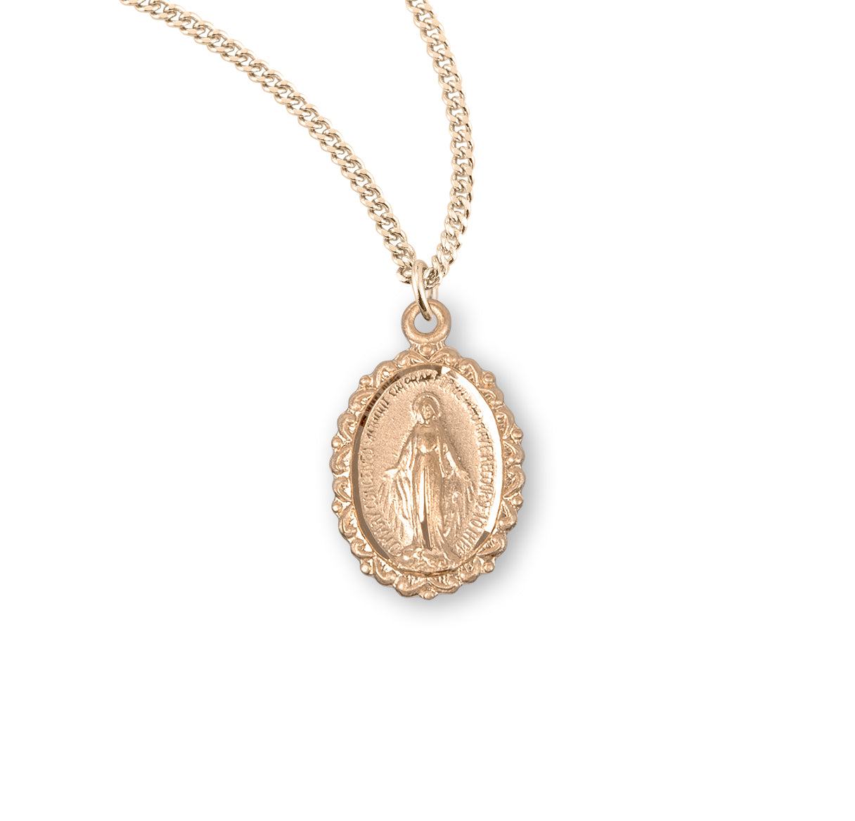 Gold Oval Miraculous Medal Pendant Necklace, Made in USA