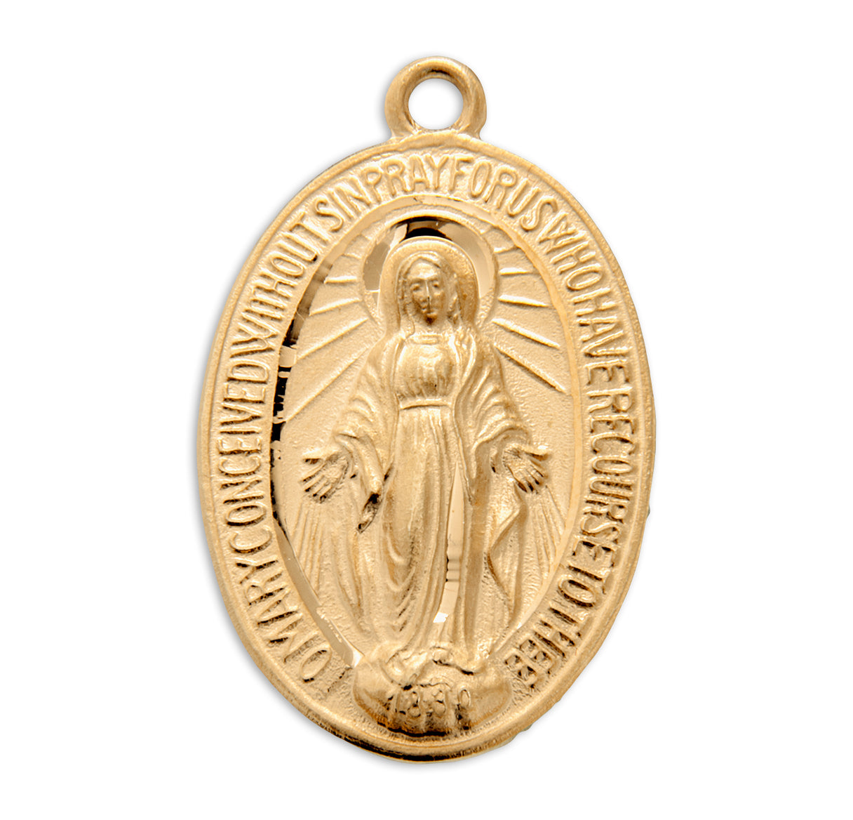 Gold Miraculous Medal Pendant Necklace, Made in USA