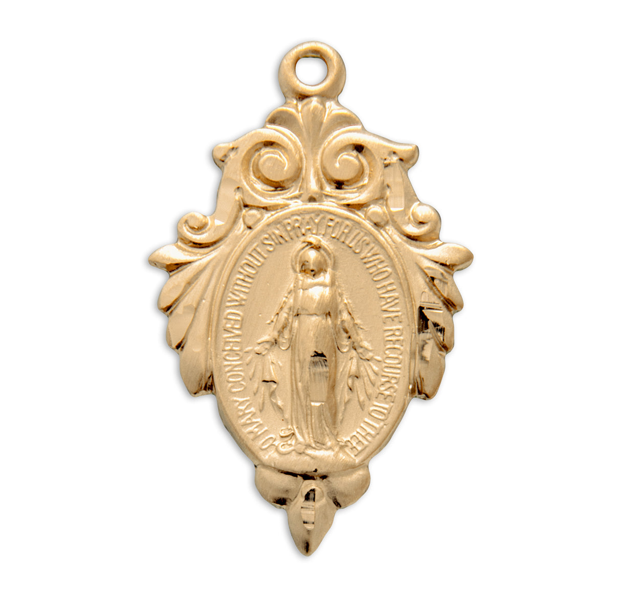 Gold Miraculous Medal Pendant Necklace, Made in USA