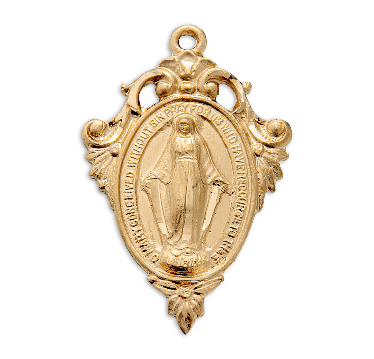 Gold Miraculous Medal Pendant Necklace, Made in USA