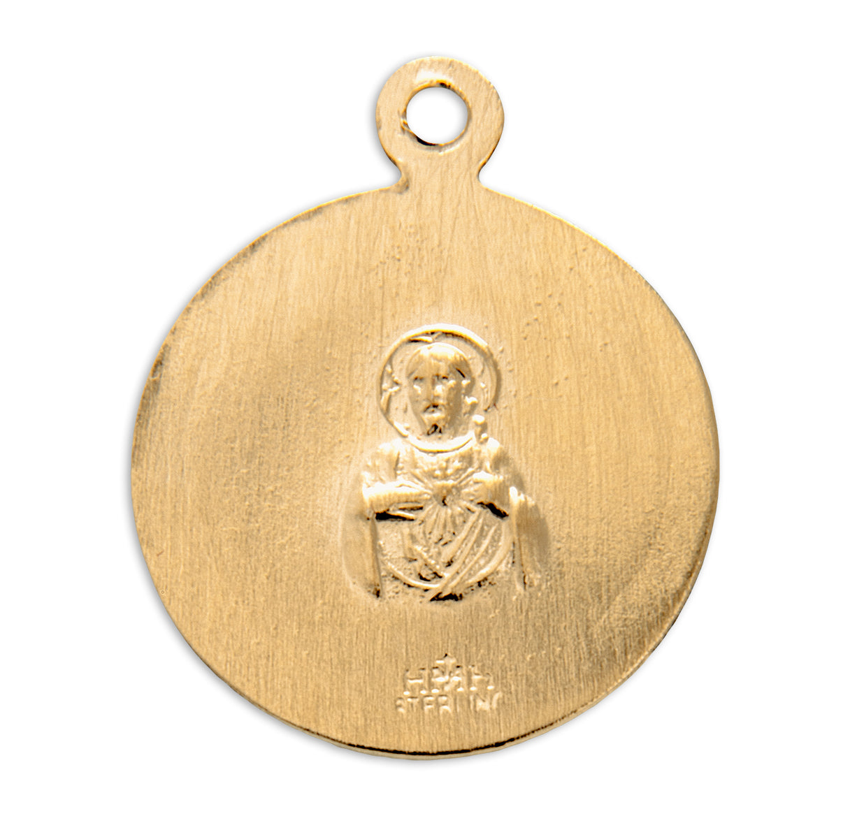 Holy Scapular Round Double Sided Gold Over Sterling Silver Medal Necklace