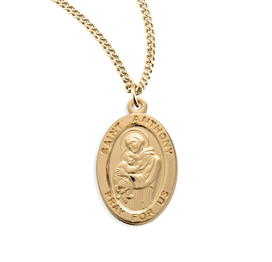 St. Anthony 16k Yellow Gold Medal Necklace