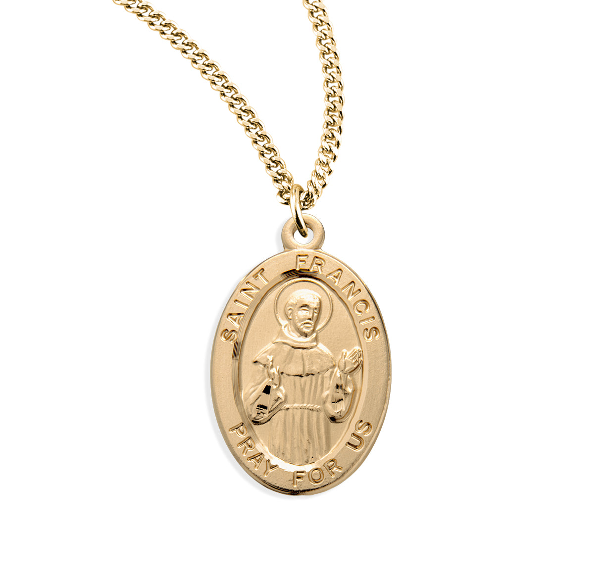 St. Francis of Assisi 16k Yellow Gold Medal Necklace