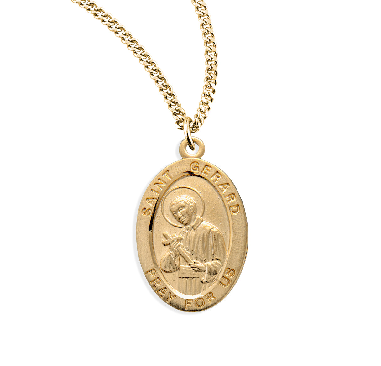 St. Gerard 16k Yellow Gold Medal Necklace