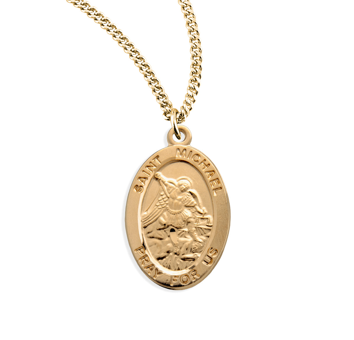 St. Michael 16k Yellow Gold Medal Necklace