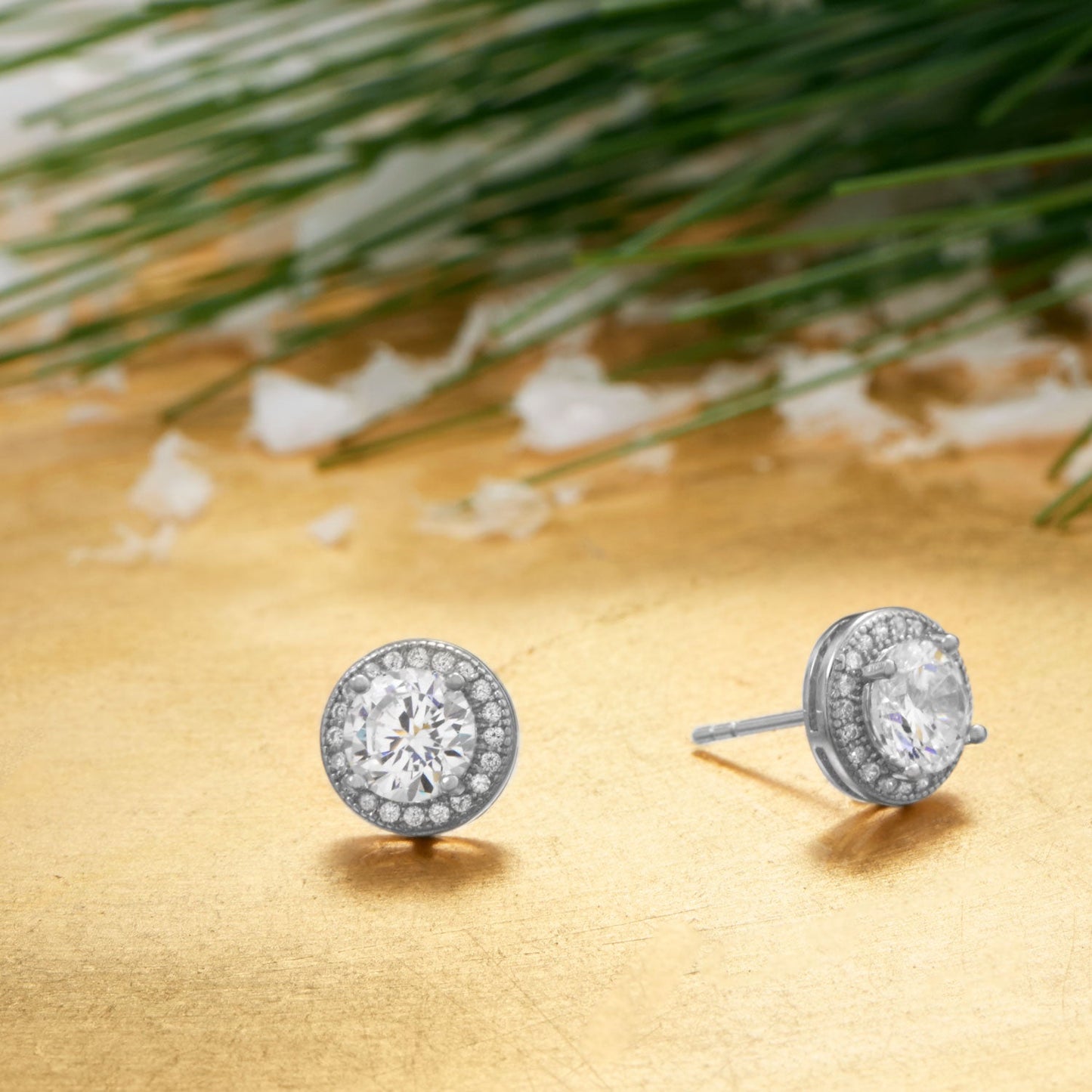 Extel Rhodium Plated Elegant 6.5mm CZ Studs