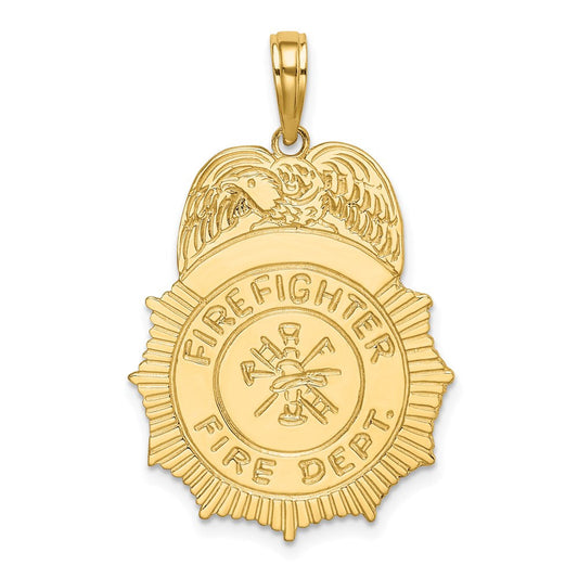 Extel Medium 14k Gold Fireman Fire Dept Badge Charm, Made in USA