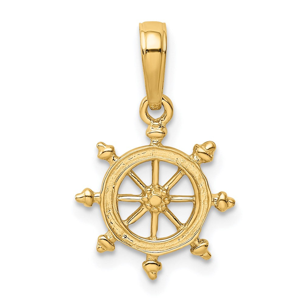 Extel Medium 14k Gold Ship Wheel Pendant, Made in USA
