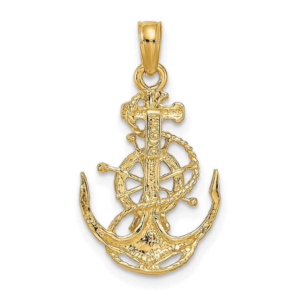 Extel Medium 14k Gold Small Anchor with Wheel Pendant