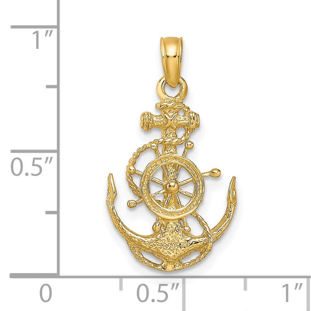 Extel Medium 14k Gold Small Anchor with Wheel Pendant