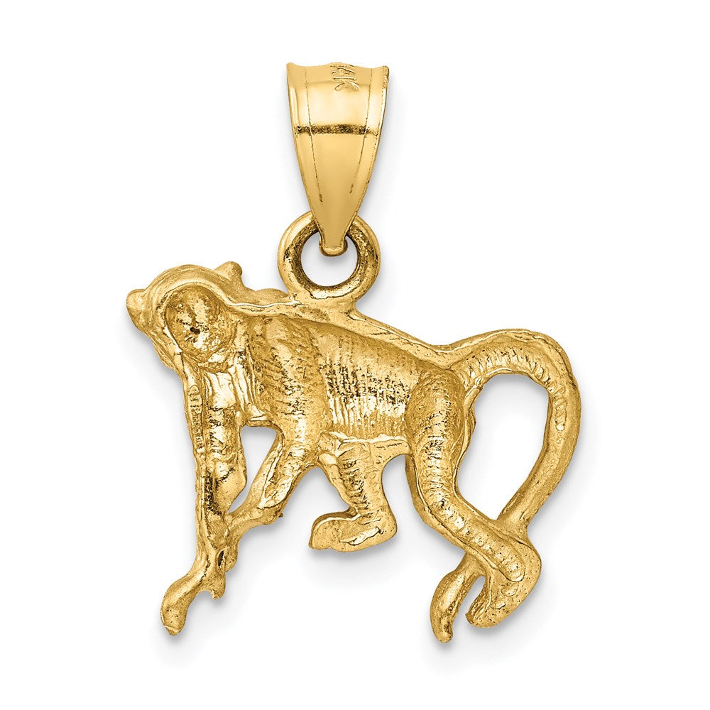 Extel Medium 14k Gold Diamond-cut Monkey Pendant, Made in USA