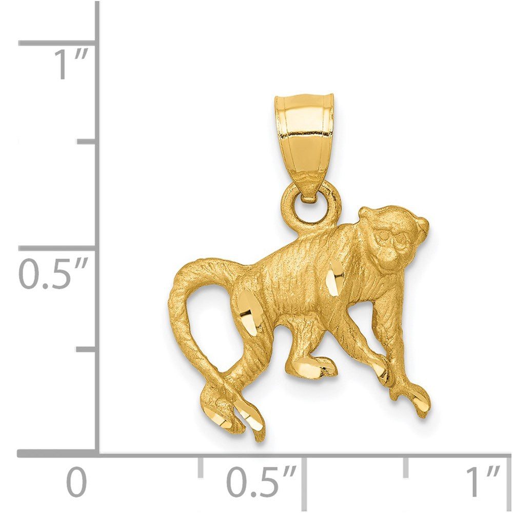 Extel Medium 14k Gold Diamond-cut Monkey Pendant, Made in USA