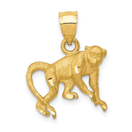 Extel Medium 14k Gold Diamond-cut Monkey Pendant, Made in USA