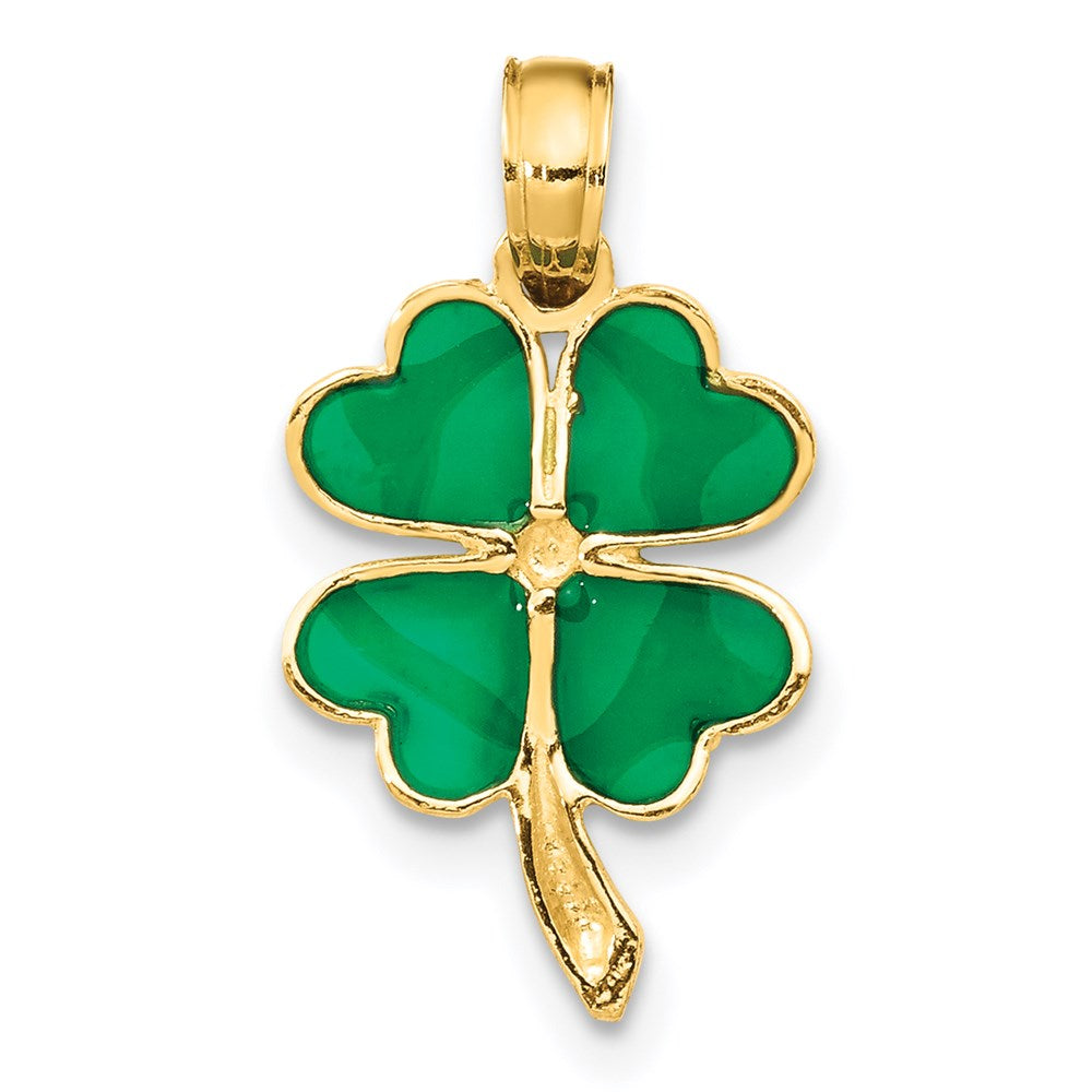 Extel Medium 14k Gold 4-Leaf Clover Enameled Pendant