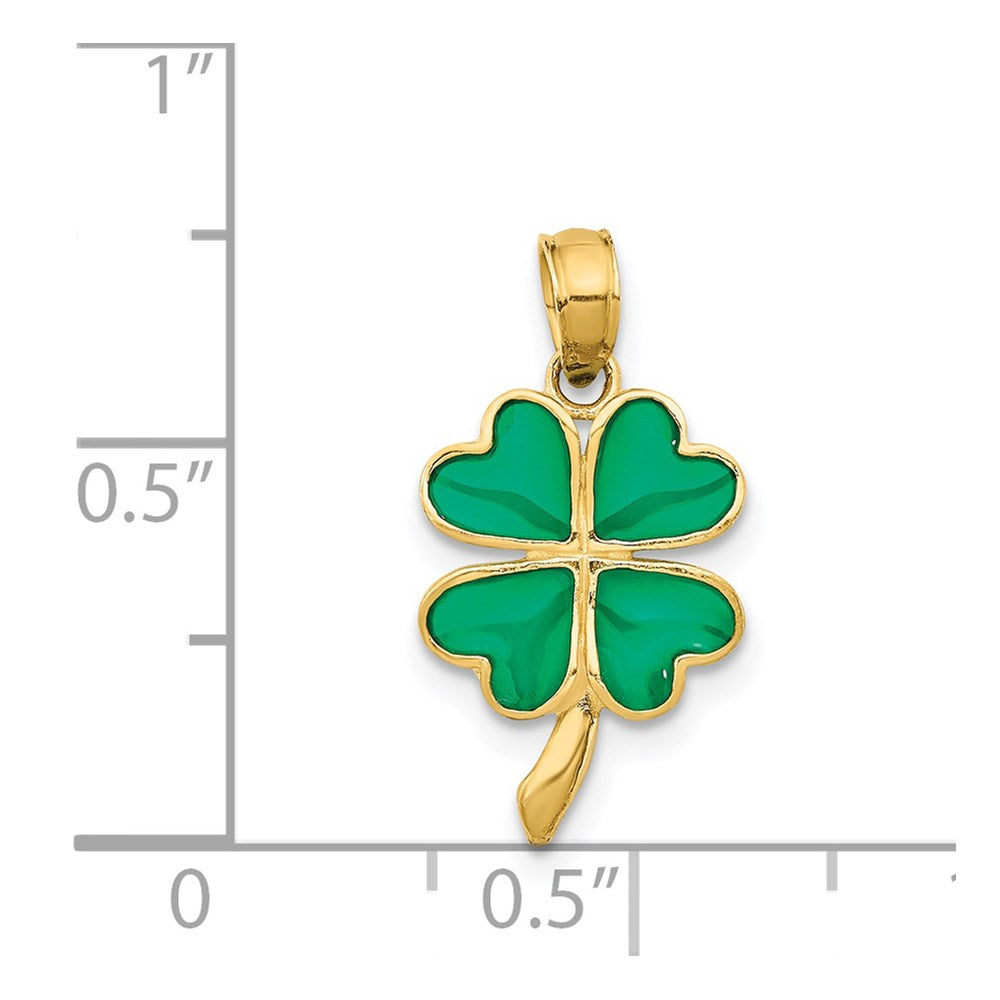 Extel Medium 14k Gold 4-Leaf Clover Enameled Pendant