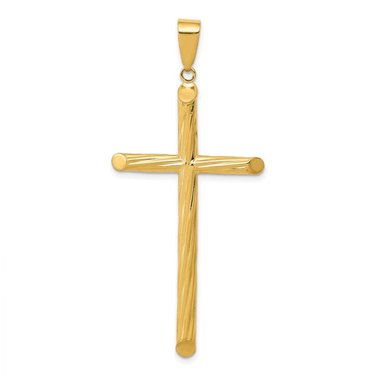 Extel Extra Large 14k Fancy Textured Cross Pendant Charm