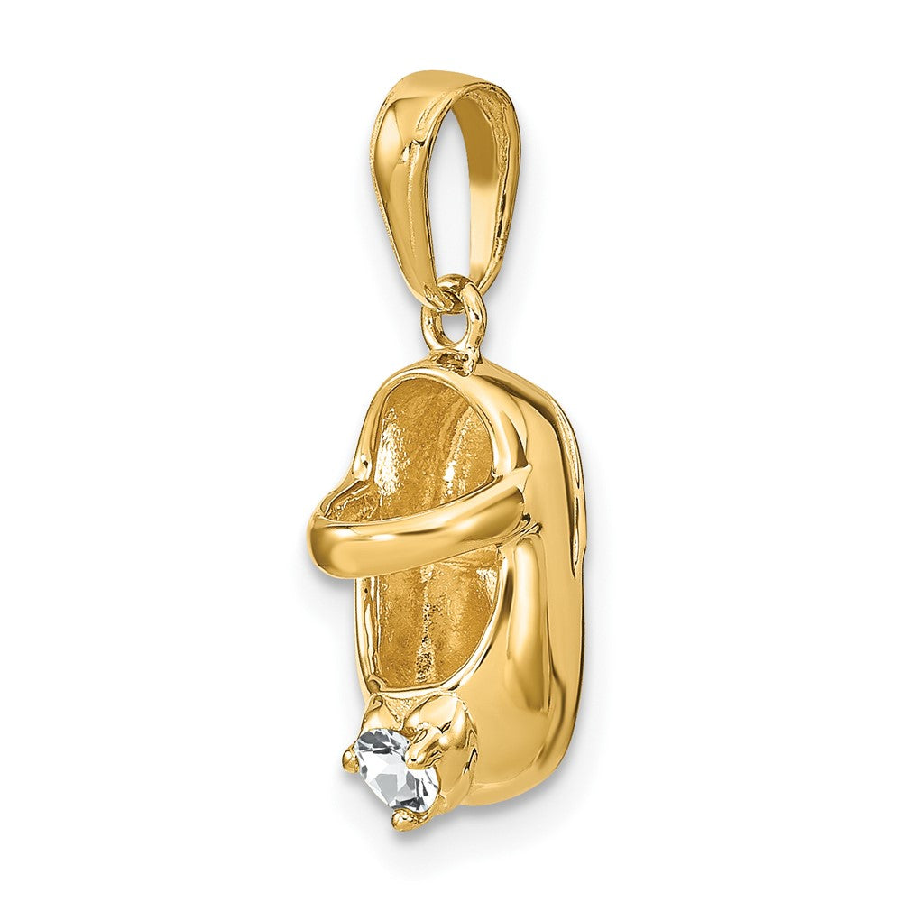 Extel Medium 14k Gold 3-D April/Synthetic Stone Engraveable Baby Shoe Charm