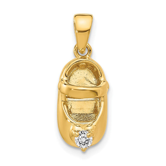 Extel Medium 14k Gold 3-D April/Synthetic Stone Engraveable Baby Shoe Charm