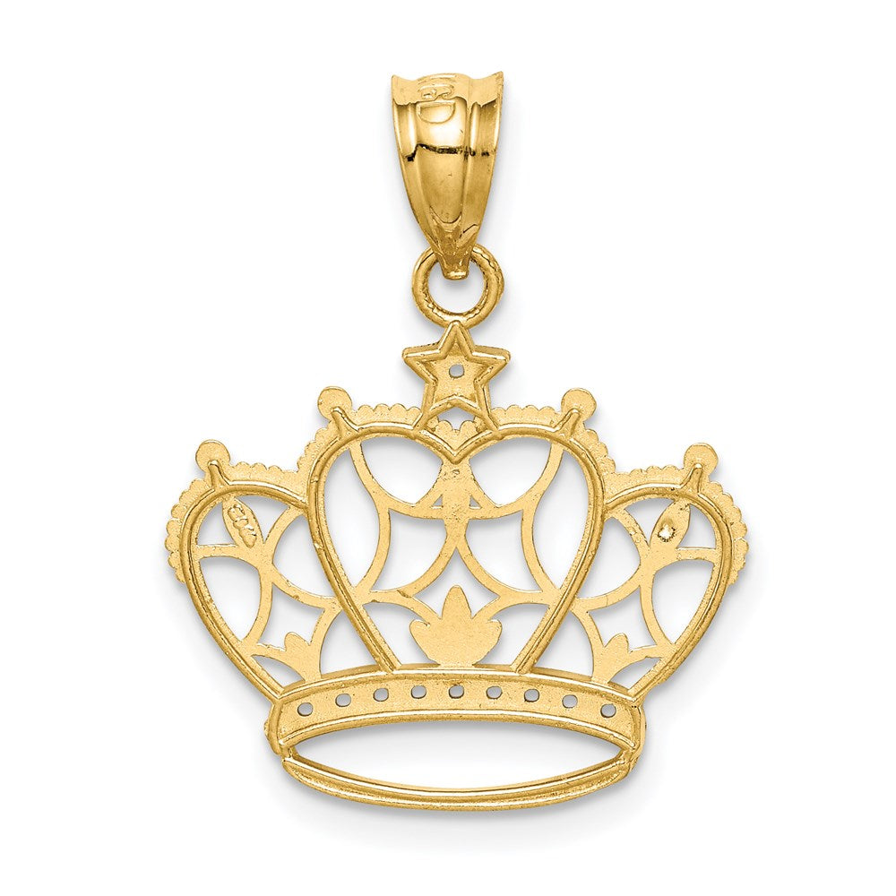 Extel Medium 14k & Rhodium Crown Pendant, Made in USA