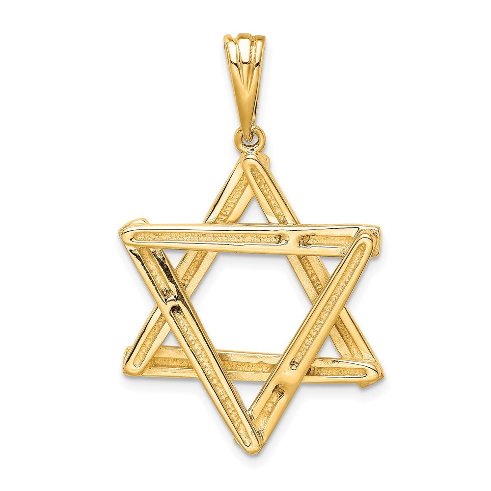 Extel Large 14k Gold Star of David Pendant, Made in USA