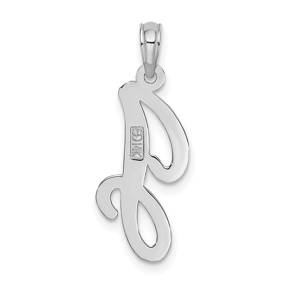 Extel Medium 14K White Gold Polished J Script Initial Charm, Made in USA