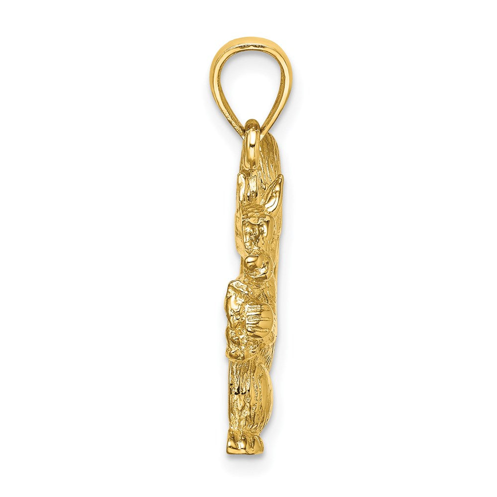 Extel Large 14k Gold 2-D Textured Sitting Squirrel Charm, Made in USA