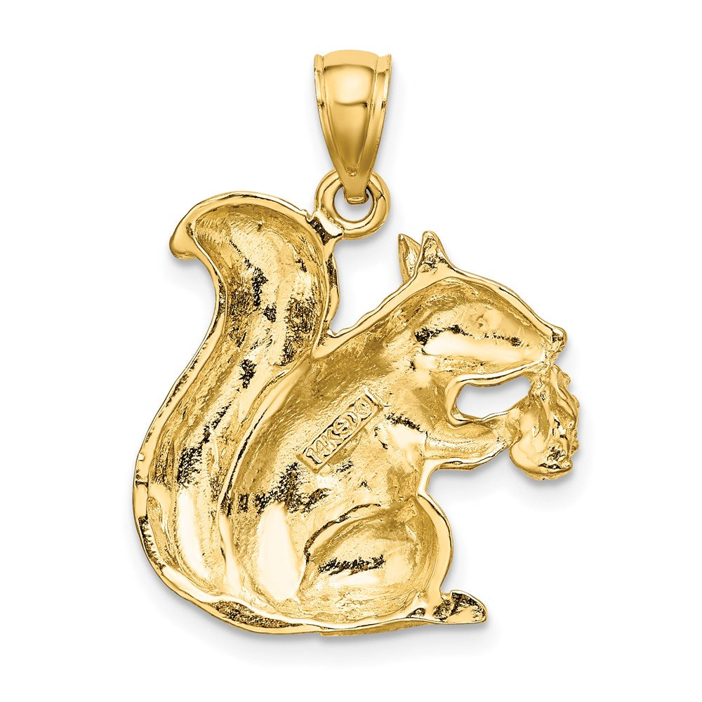 Extel Large 14k Gold 2-D Textured Sitting Squirrel Charm, Made in USA