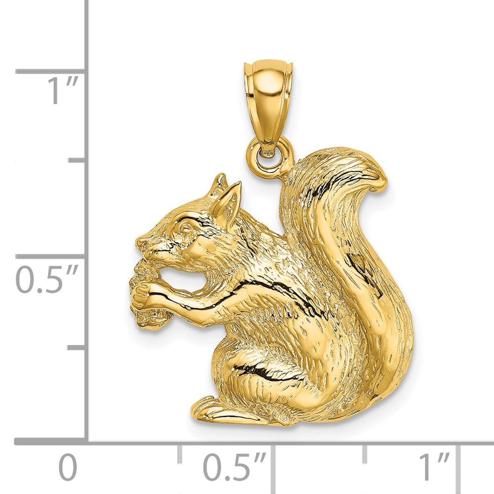 Extel Large 14k Gold 2-D Textured Sitting Squirrel Charm, Made in USA