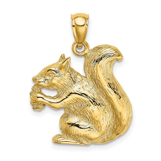 Extel Large 14k Gold 2-D Textured Sitting Squirrel Charm, Made in USA