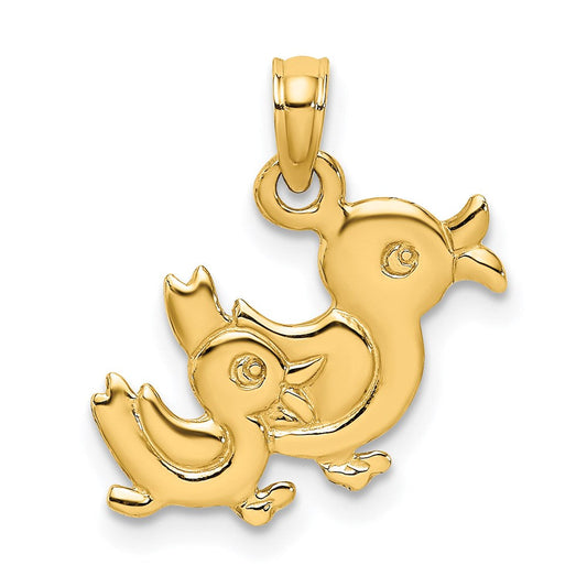 Extel Medium 14k Gold 3-D DOUBLE DUCKS Charm