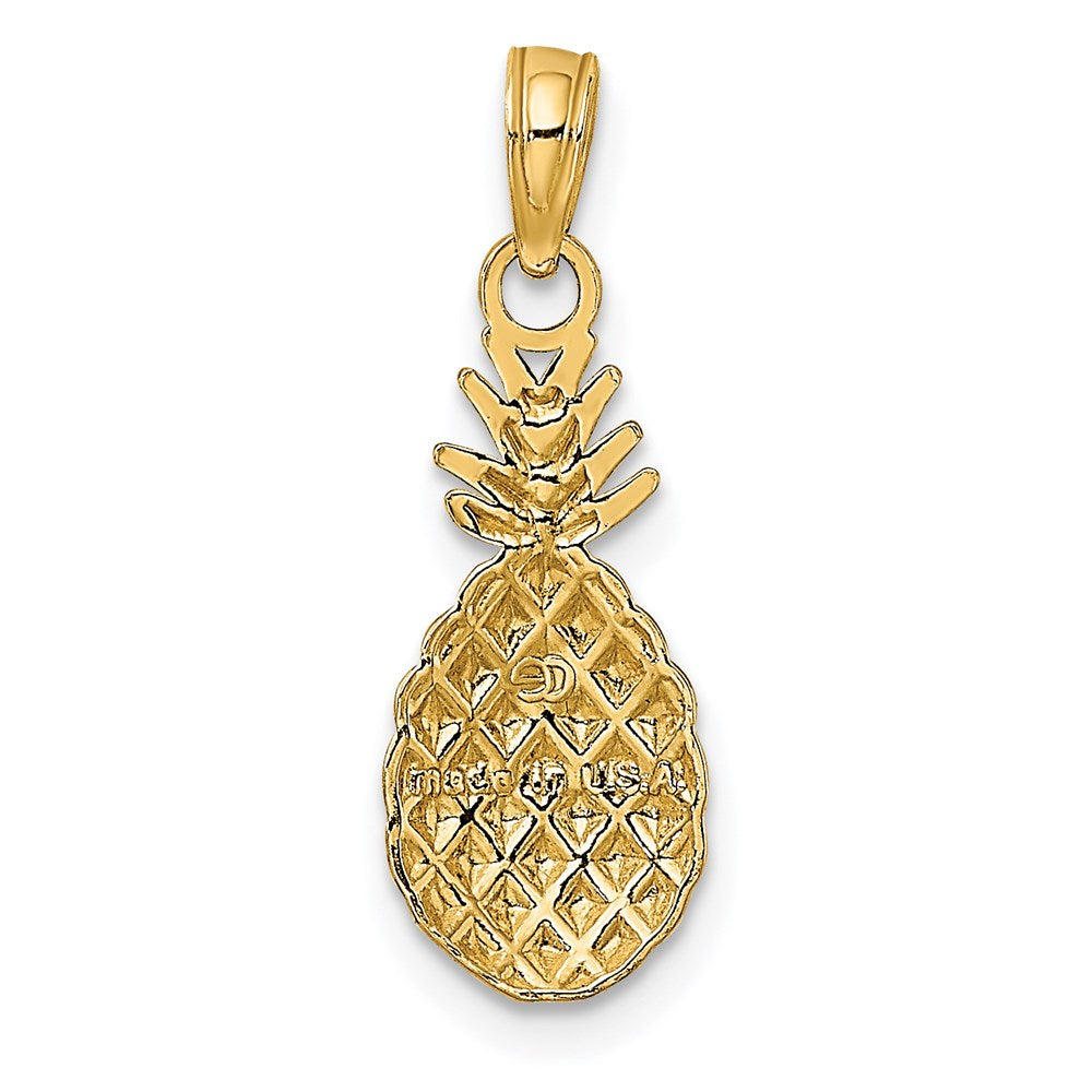 Extel Medium 14k Gold 2-D & Textured PINEAPPLE Charm, Made in USA