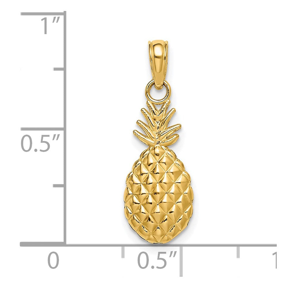 Extel Medium 14k Gold 2-D & Textured PINEAPPLE Charm, Made in USA