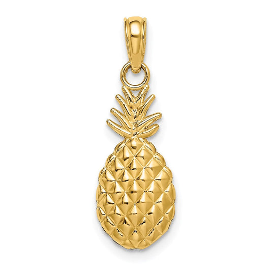 Extel Medium 14k Gold 2-D & Textured PINEAPPLE Charm, Made in USA