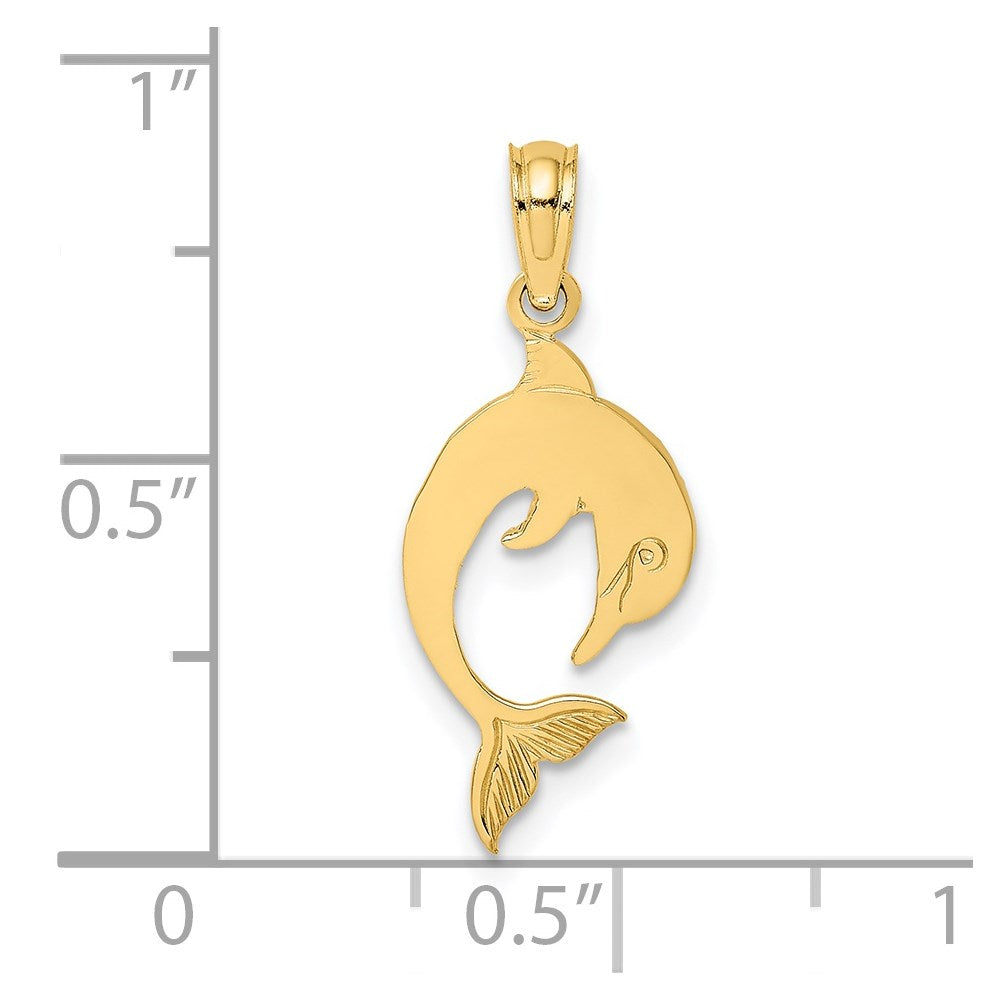 Extel Medium 14k Gold Flat & Polished DOLPHIN CHARM, Made in USA