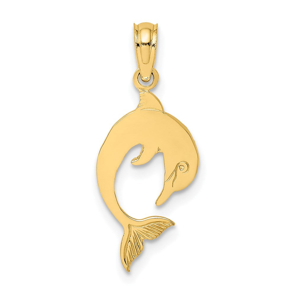 Extel Medium 14k Gold Flat & Polished DOLPHIN CHARM, Made in USA