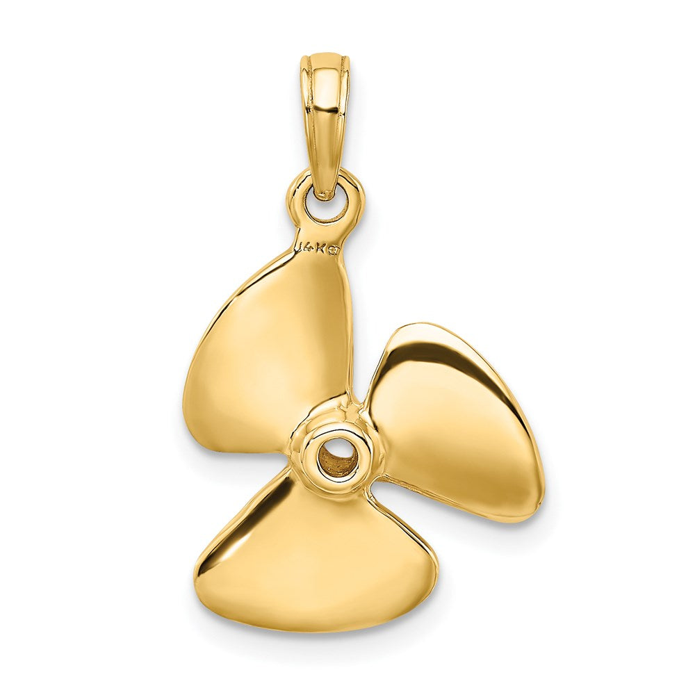 Extel Medium 14k Gold 3-D Polished Three Blade Propeller Charm, Made in USA