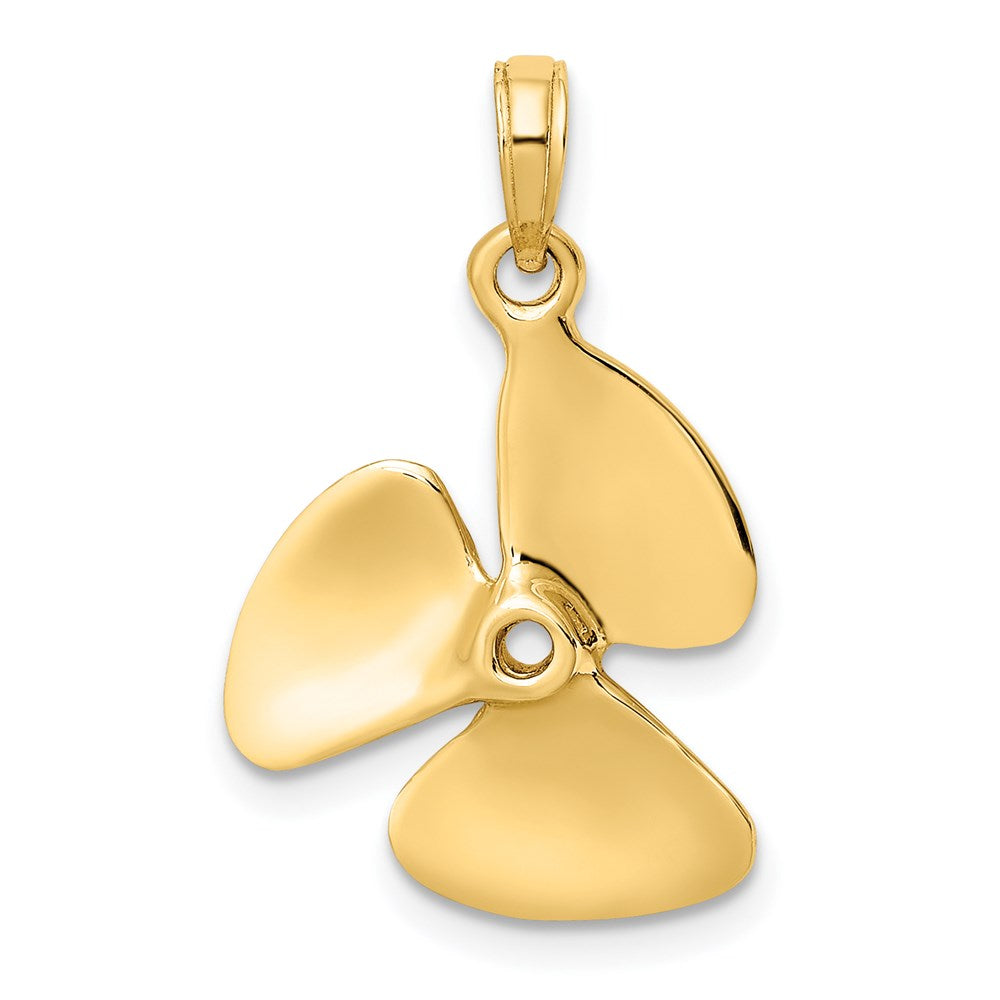 Extel Medium 14k Gold 3-D Polished Three Blade Propeller Charm, Made in USA