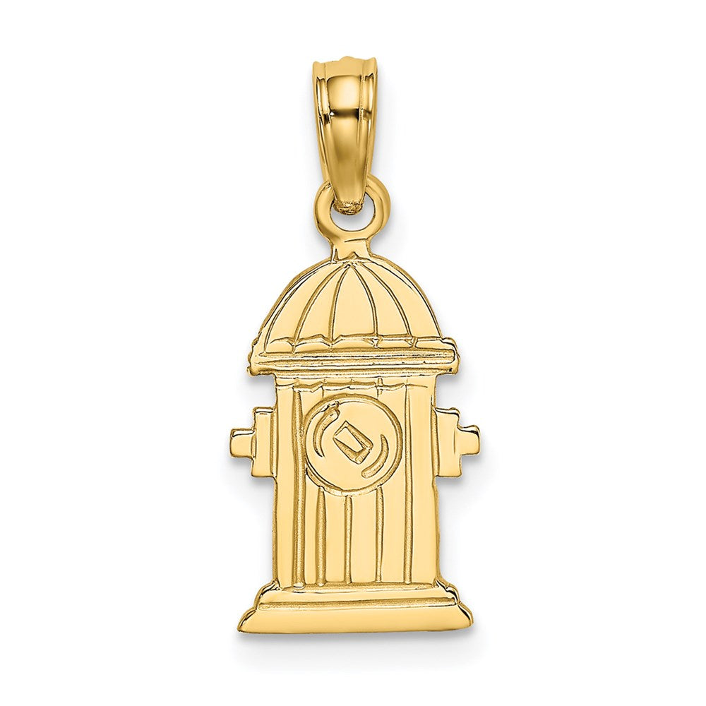 Extel Small 14k Gold Polished & Engraved Fire Hydrant Charm, Made in USA