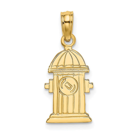 Extel Small 14k Gold Polished & Engraved Fire Hydrant Charm, Made in USA